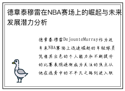 德章泰穆雷在NBA赛场上的崛起与未来发展潜力分析